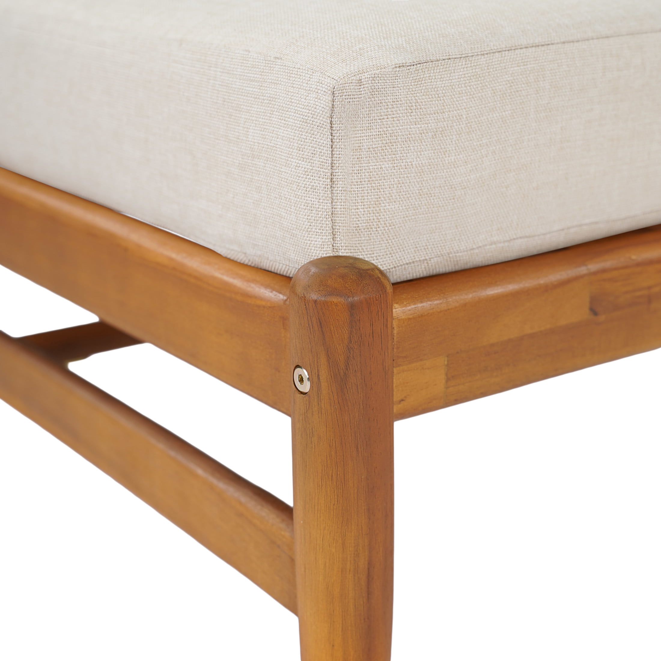 Christopher Knight Home Outdoor Chaise Lounge, Acacia Wood with Woven Rope, Beige Cushions, Teak