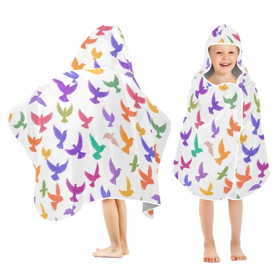 joogoo Bird Pattern Kids Hooded Beach Towel Baby Bath Towel 23.5"x50"