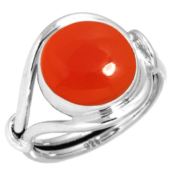 925 Silver Ring For Women - Men Orange Natural Carnelian Stone Silver Ring Size 6.5 August Birthstone Hand Made Silver Ring Size 6.5 Gift For Girl Friend On Engagement 925 Gemstone Silver Jewelry