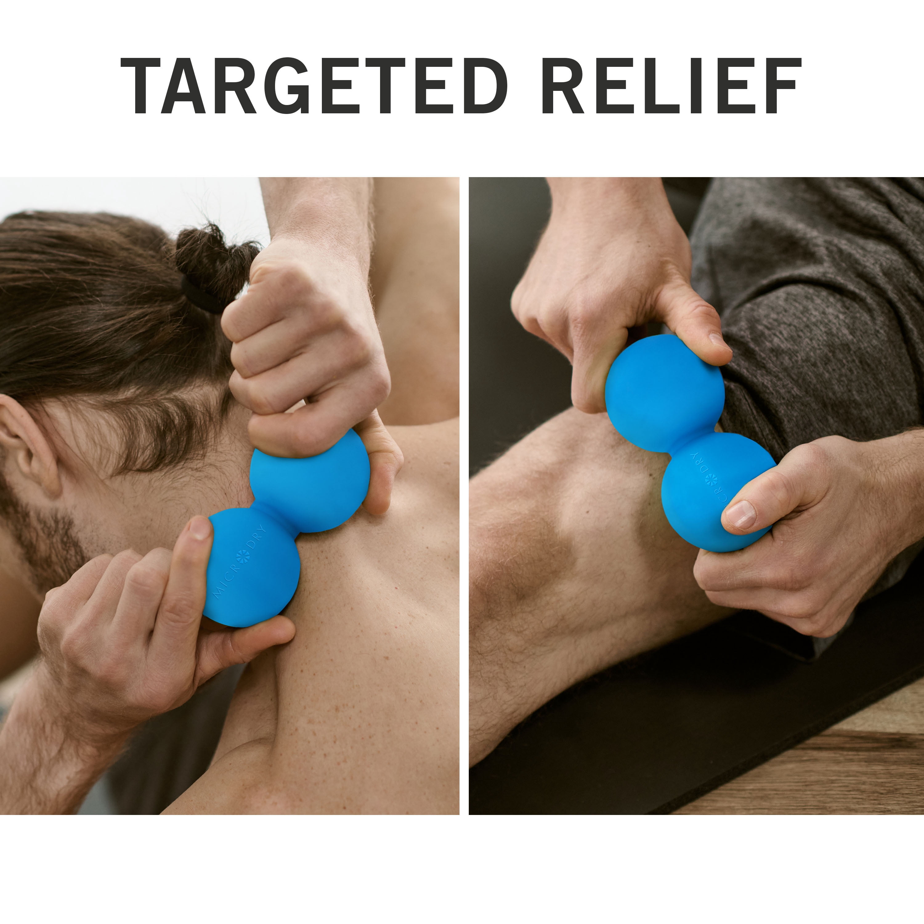(2 pack) Microdry Dual-Ball Massage Roller for Deep Tissue Relief, Blue