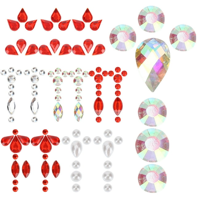 Miangastore Autocollants Bijoux Frontaux Autocollants Visage Verre 7 Feuilles