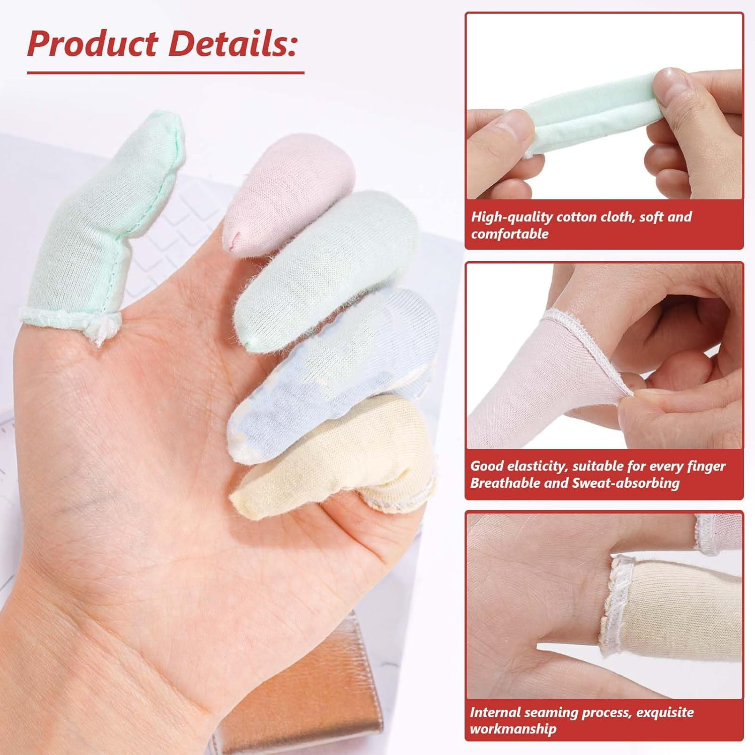Elastic Finger Protectors 100 Pieces Finger Cots Cotton Material