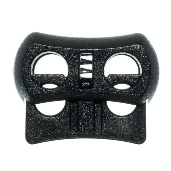Plastic 5mm Dual Hole Cord Lock Spring Ends Stoppers - Black - 20 Pack
