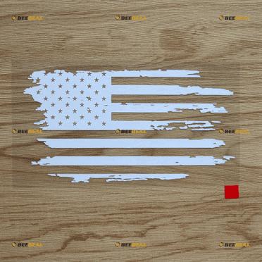 USA American Flag Decal Sticker Vinyl Distressed Tattered - White 6 Inches - No Background Die Cut for Car Boat Laptop