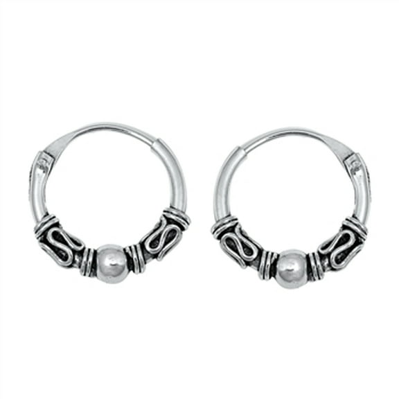 Sterling Silver Boho Style Hoop Bali Statement Weave Earrings 925 New Jewelry Female Unisex