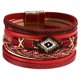 thumbnail image 3 of Pulsera multicapa envolvente, joyería, regalos, pulsera boho hecha a mano, cuerda trenzada Rojo, 3 of 9