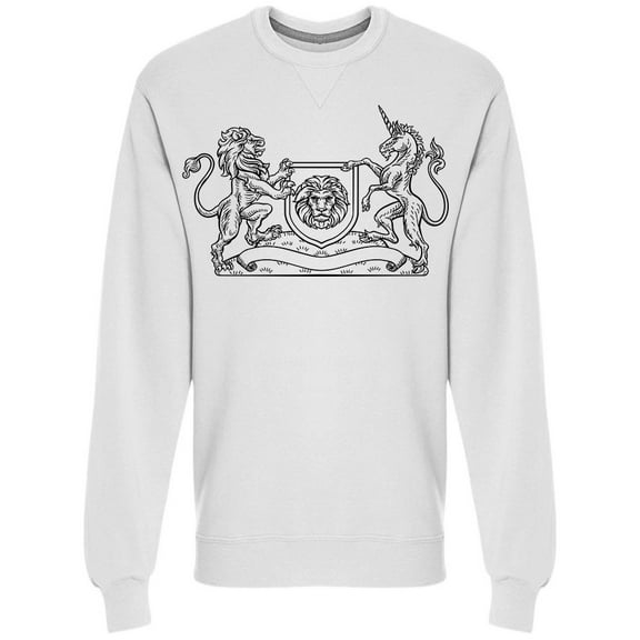 Emblem Lion And Unicorn Sweatshirt Men -Image by Shutterstock, Male 3X-Large
