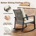 thumbnail image 4 of LAZZO 3 Pieces Patio Outdoor Conversation Set with Lumbar Pillows and Coffee Table, Gray PE Wicker Rocking Chairs with Beige Cushions, 4 of 8