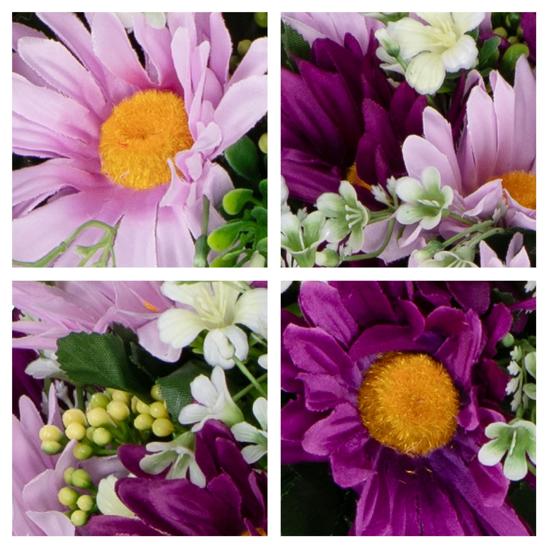 Sympathy Silks Artificial Flowers Pink and Purple Daisies Weighted Flower Pot