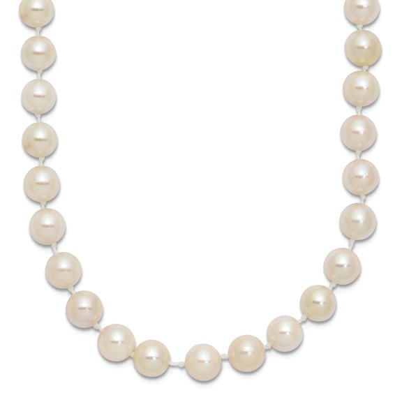 14k Yellow Gold Knotted Pearl clasp 5-5.5mm White Akoya SW Freshwater Cultured Pearl Necklace 16 Inch Pendant Necklace f