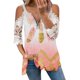 thumbnail image 1 of Elegante mujer casual cremallera cuello impresión blusa encaje manga corta camiseta verano Tops OAVQHLG3B Store  lin121212, 1 of 4