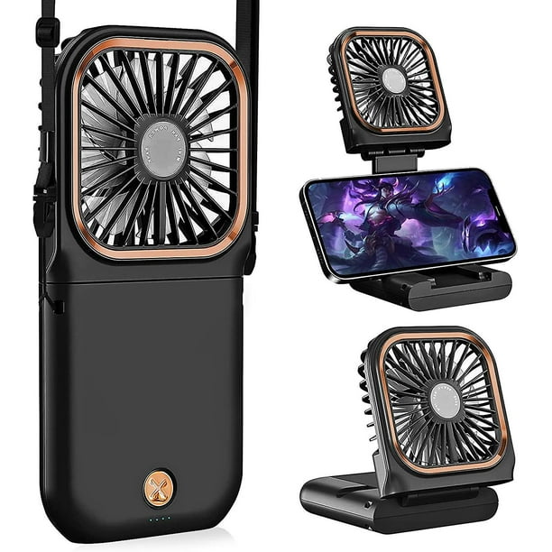 3000mah Power Bank Manos libres Collar Fansportable Ventilador de cuello Mini portátil Personal Plegable USB Recargable Ventilador Operado para oficina en casa Tra al aire libre