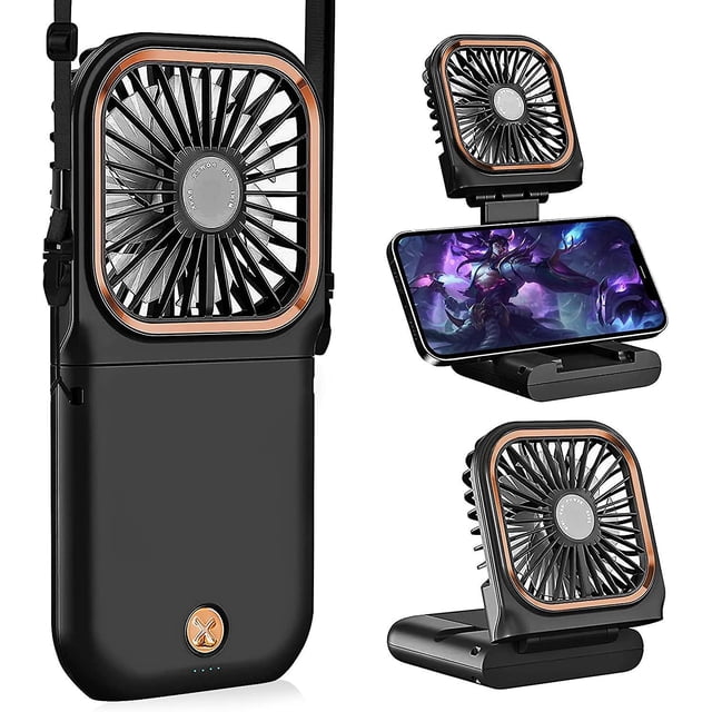 3000mah Power Bank Manos libres Collar Fansportable Ventilador de cuello Mini portátil Personal Plegable USB Recargable Ventilador Operado para oficina en casa Tra al aire libre