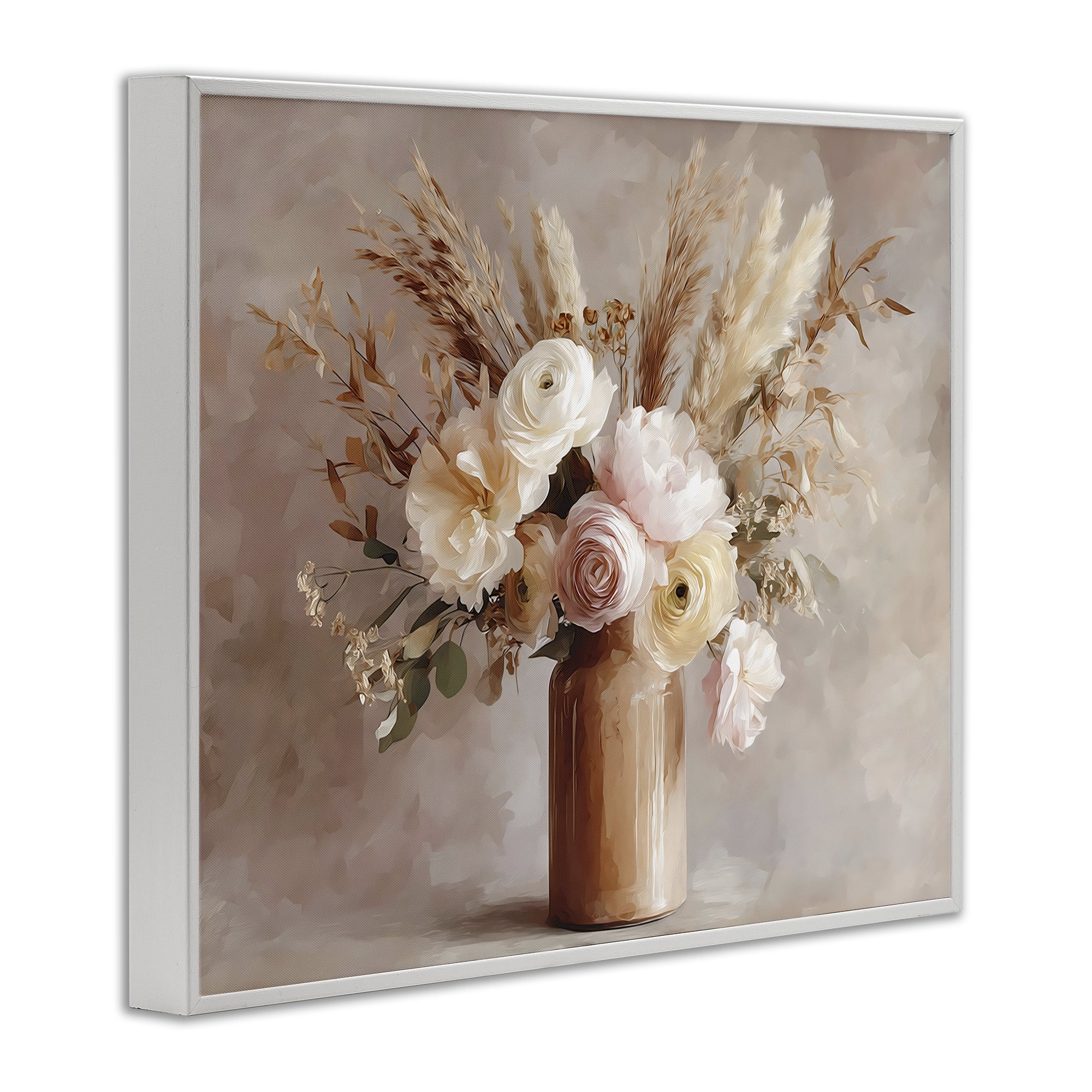 Stupell Industries Elegant Wheat Bouquet in Vase White Framed Giclee Art, design by Franklyn Gregory