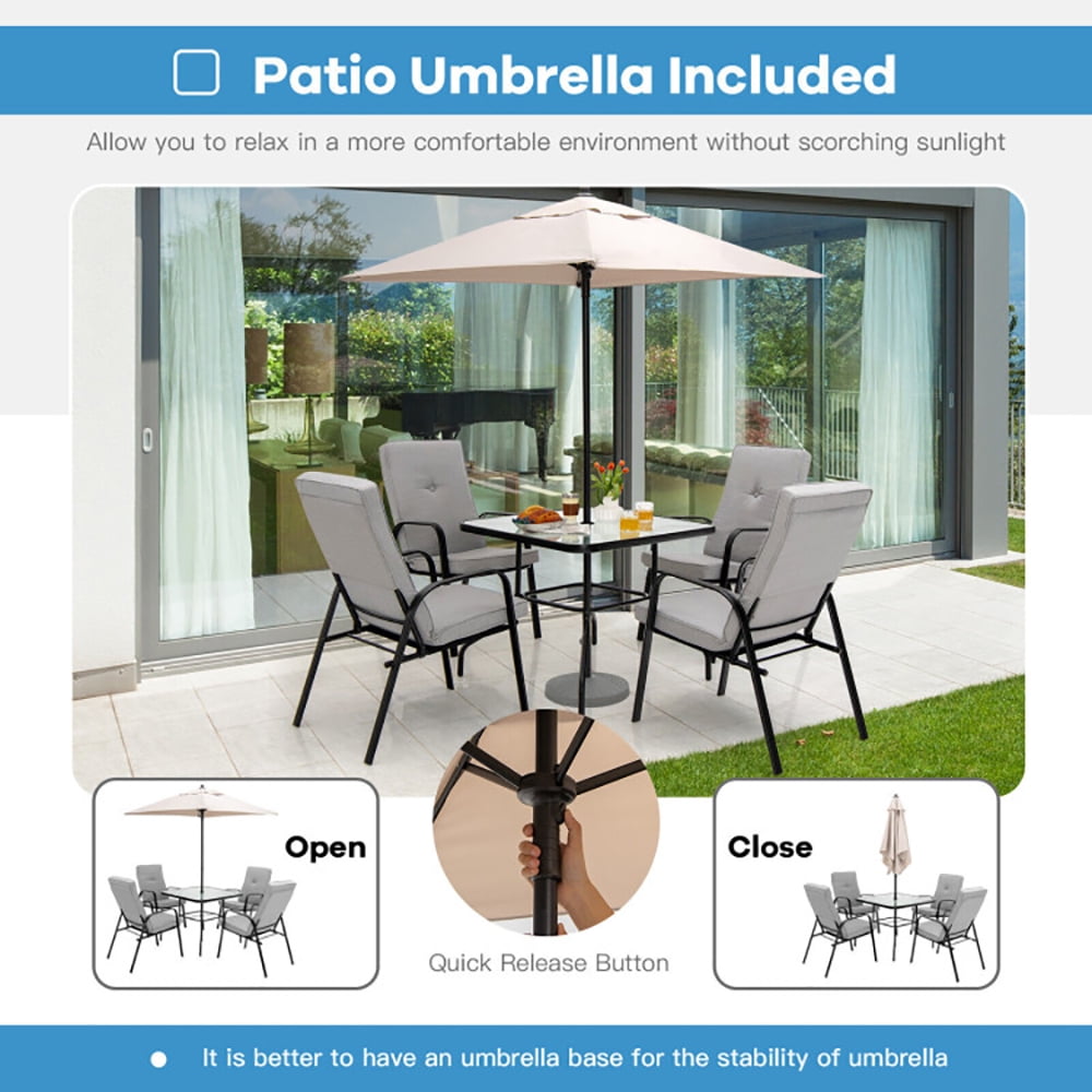 Aimee Lii 5 Feet Patio Square Market Table Umbrella Shelter with 4 Sturdy Ribs, Sunbrella Umbrella Outdoor Patio