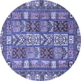 thumbnail image 1 of Ahgly Company Machine Washable Indoor Round Abstract Blue Modern Area Rugs, 4' Round, 1 of 4