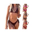 thumbnail image 5 of Kmbangi 2Pcs Women's Halter Swimsuits, Bra + Tie Side Bottom Triangle Bikini Set Bathing Suits Summer Beach, 5 of 5