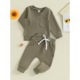 thumbnail image 3 of Bagilaanoe 2PCS Toddler Baby Boy Pants Set  Long Sleeve Sweatshirt Tops + Sweatpants 6M 12M 18M 24M 3T Kids Casual Sweatsuits, 3 of 9