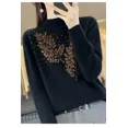 thumbnail image 4 of cozy sweater sweater long sleeve sweater • cardigan pullover Women Sweaters Thick Warm Autumn Winter Mock Neck Fashion Pullovers Long Sleeve Basic Jumper Knit Bottoming Shirt K, 4 of 9