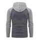 thumbnail image 4 of Sudadera con capucha para hombre, informal, deportiva, con cuello alto, botones, patchwork, manga larga, sudadera tipo jersey, blusa para hombre, 4 of 7