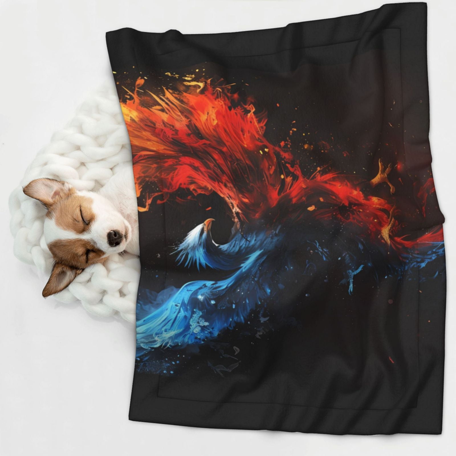 Naloa Red And Blue Fire Bird Dog Blanket, 3 Sizes Cat Blanket for Indoor Cats Large Medium Small Dog Gifts-Medium