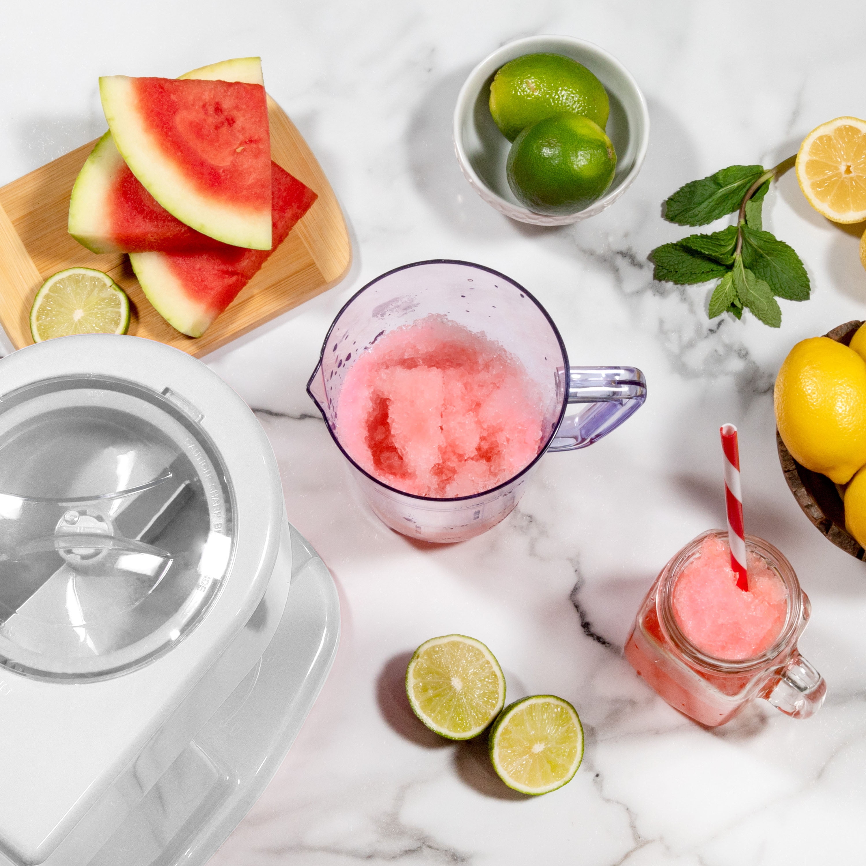 Nostalgia Slushie Machine, 40 oz Ice Shaver and Slushy Maker for Soda, Juices, Cold Coffee, and More, White