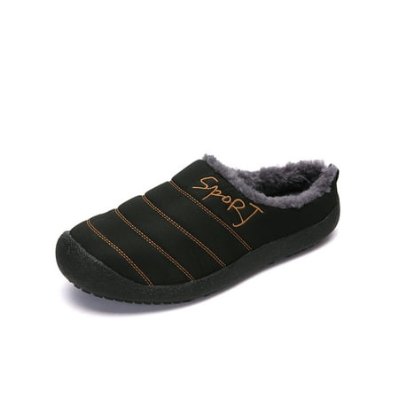 

SIMANLAN Unisex Fuzzy Slipper House Slippers Plush Lined Warm Shoes Womens Mens Casual Home Shoe Bedroom Black 10.5