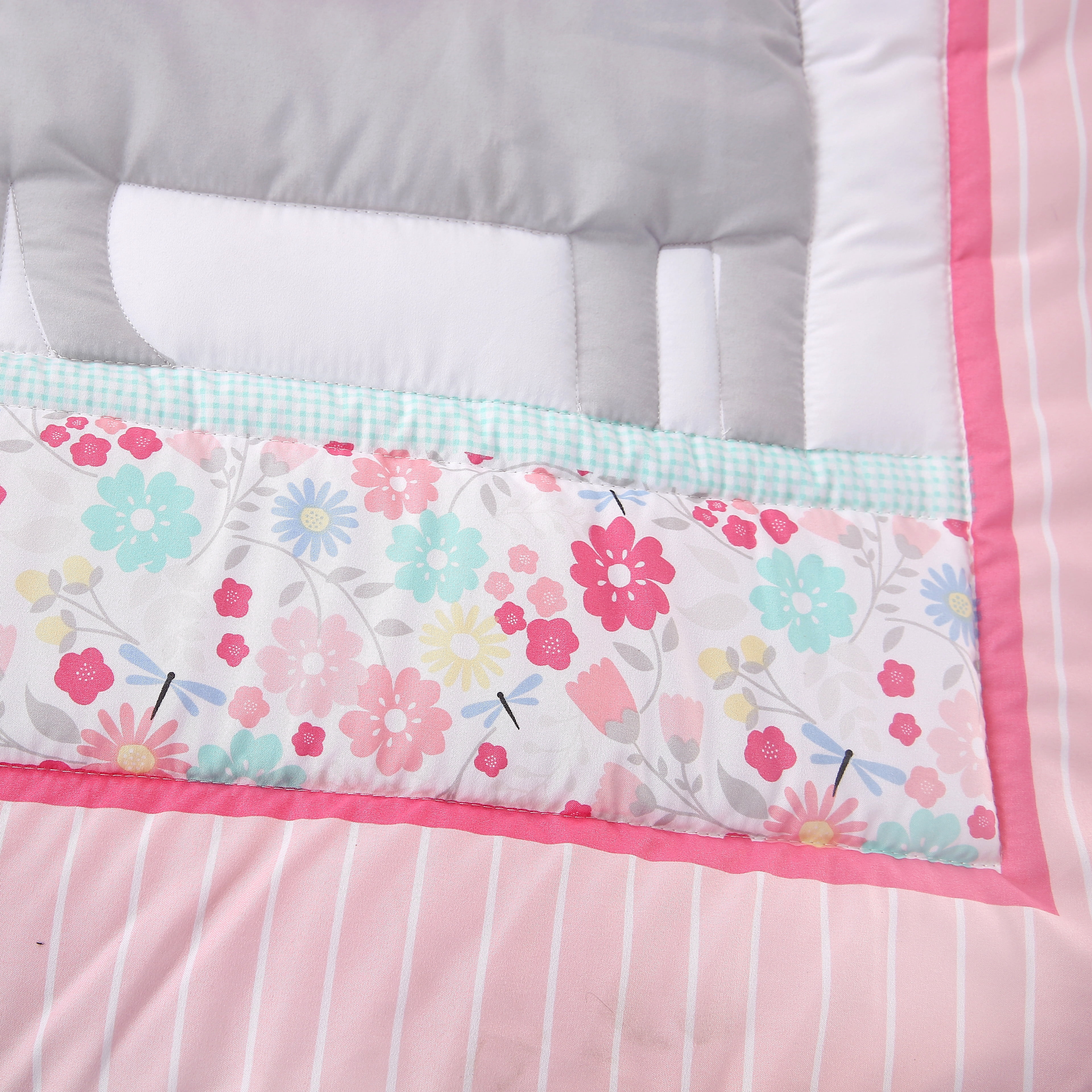 Sweet Baba Belle Elephant 3 PC Crib Bedding Set, Pink Crib Set for Baby Girls