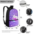 thumbnail image 5 of HUIACONG Purple Galaxy Cat Backpack for Primary School Kids Large Capacity Multi Compartment Wear‑Resistant for Boys Girls Ages 6‑18 Daily Use, 5 of 6