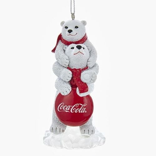 Kurt Adler Cola Cola Polar Bear with 6 pack of bottles Ornament  3.5" Tall 