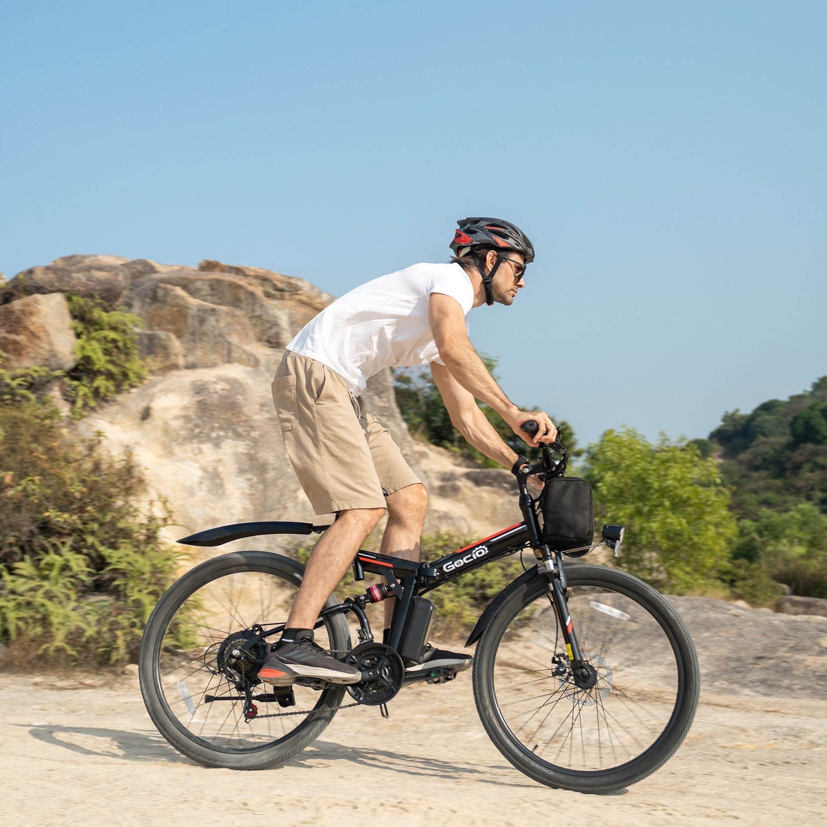 Gocio 26" Folding Electric Bike for Adults, 750W Peak Motor E-Mountain Bike, 19.8MPH, 48V 7.8AH Battery Ebike , 21-Speed Electric Bicycle, UL2849