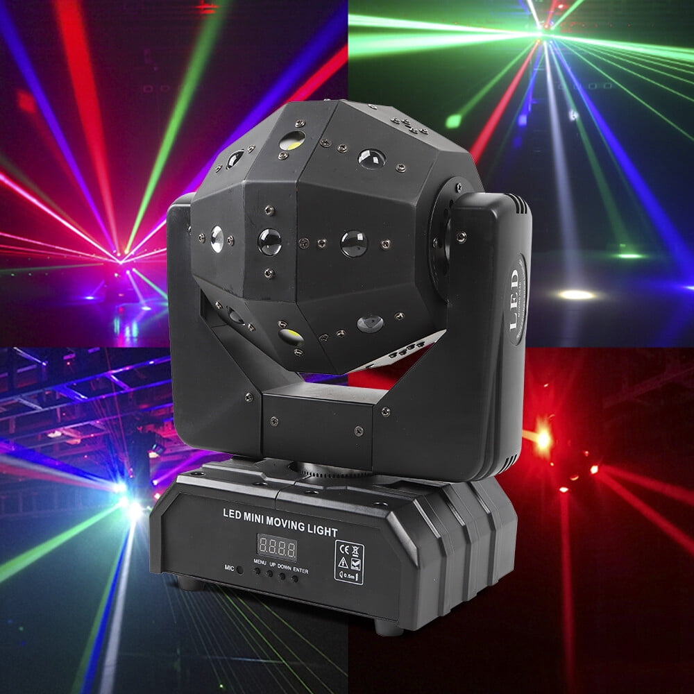 Professional RGBW Stage Light with Lasers & Strobe – Multi-Mode DMX512, Voice Controlled, 360° Rotation LED Party & Event Lighting with Safety Features