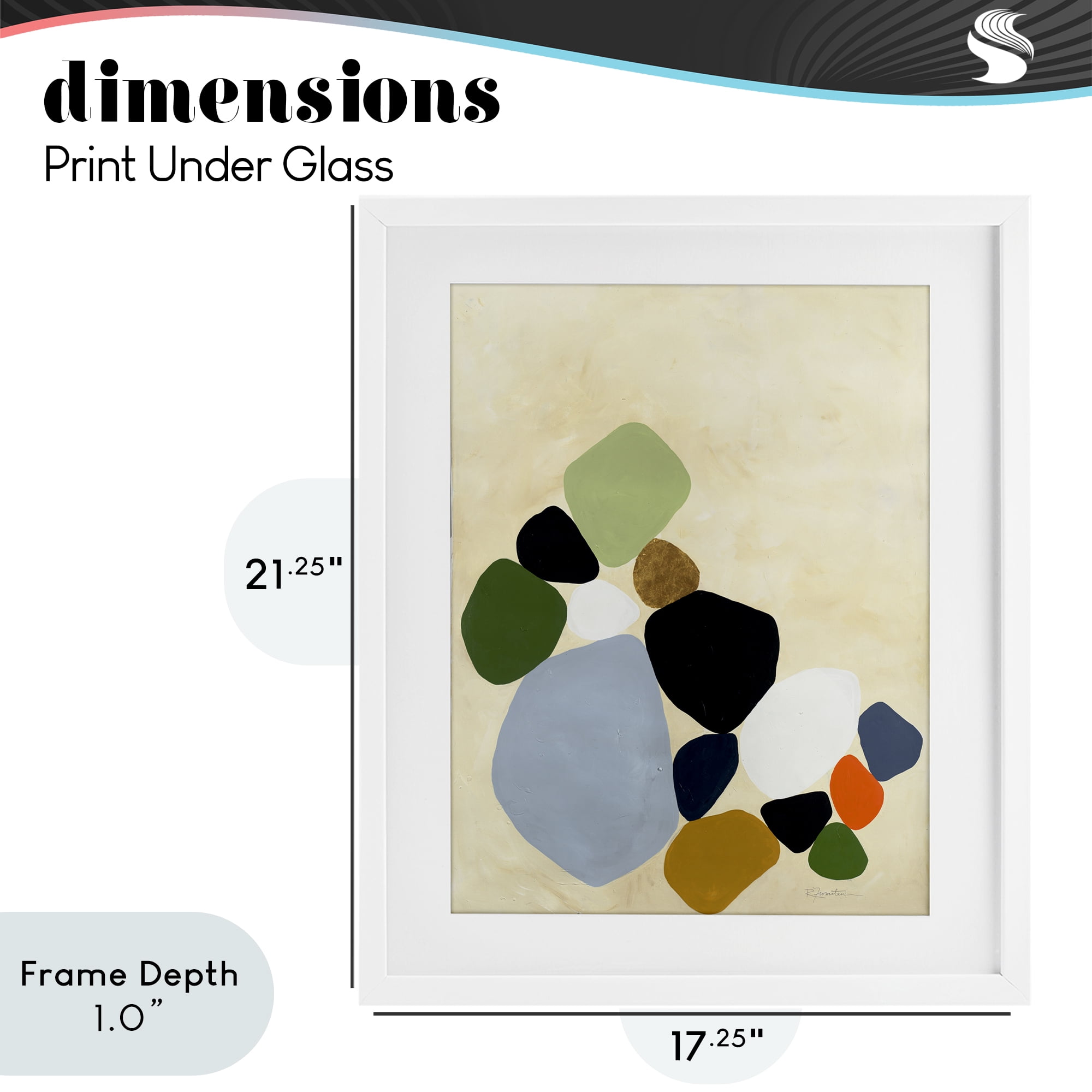 Stupell Industries Balanced Shapes Cluster White Framed Print Under Glass, design by Ruth Fromstein