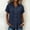 Dark Blue, variant on MORESEC Women Cotton Linen Short Sleeve Button Down Blouses Solid Casual Loose Tops Summer Collared Shirt Party Fits For Vacation, Red 2XL