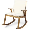 thumbnail image 1 of Noble House Champlain Outdoor Acacia Wood Rocking Chair Cushions Teak/Cream, 1 of 20
