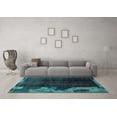 thumbnail image 3 of Ahgly Company Machine Washable Indoor Rectangle Abstract Turquoise Blue Modern Area Rugs, 5' x 7', 3 of 4