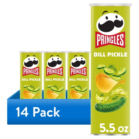 (14 pack) Pringles Dill Pickle Potato Crisps Chips, Lunch Snacks, 5.5 oz Canister