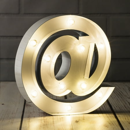 Led Lights Battery Web Fantado White Marquee Light Symbol '@ / At Web Internet' LED Metal Sign (8 Inch, Battery Operated w/ Timer) by PaperLanternStore ()
