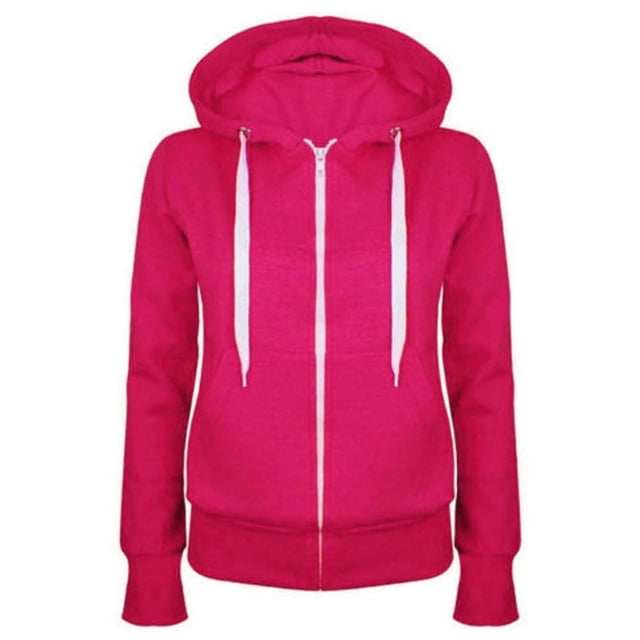 WRKEKC Veste à Capuche Zippée Ajustée pour Femmes en Polaire Douce à Manches Longues pour Tenue Décontractée Rose Vif P