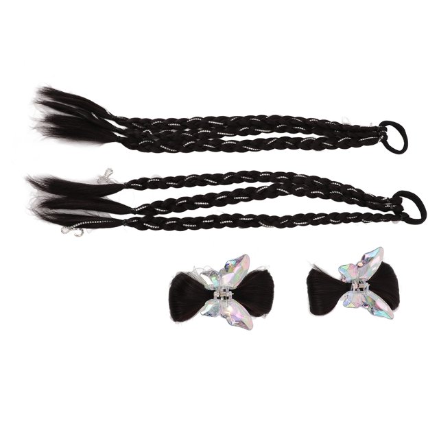 Boxing Braided Ponytail Extension, Synthetic Boxing Braided Extension for Party for Girls Brown Black,Black
