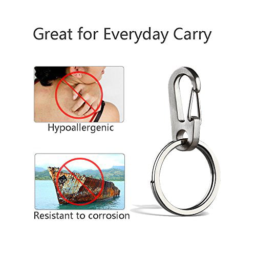Mini Quick Release Snap Hook and Key Ring Key Organizer Holder for Men and Women TI-EDC Titanium Keychain Carabiner Clip