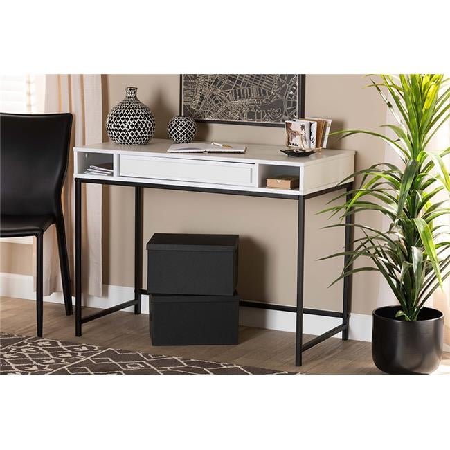 ST8002WhiteBlackDesk Baxton Studio Cargan Modern & Contemporary