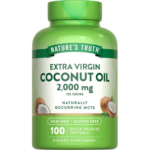 Coconut Oil 2000mg | 100 Quick Release Softgels | Non-GMO, Gluten Free | by Nature's Truth