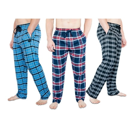 Men Ultra Soft Flannel Plaid Pajama Lounge | Brooklyn Jax Sleep Pants | 3 Pack, Size 2XL