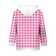 thumbnail image 5 of Njagoc3 Womens Plaid Gingham Zip Up Hoodie Drawstring Long Sleeve Loose Fit Fleece Sweatshirt with Pockets Casual Fall Outerwear for Picnic Travel，Pink，XXL, 5 of 6