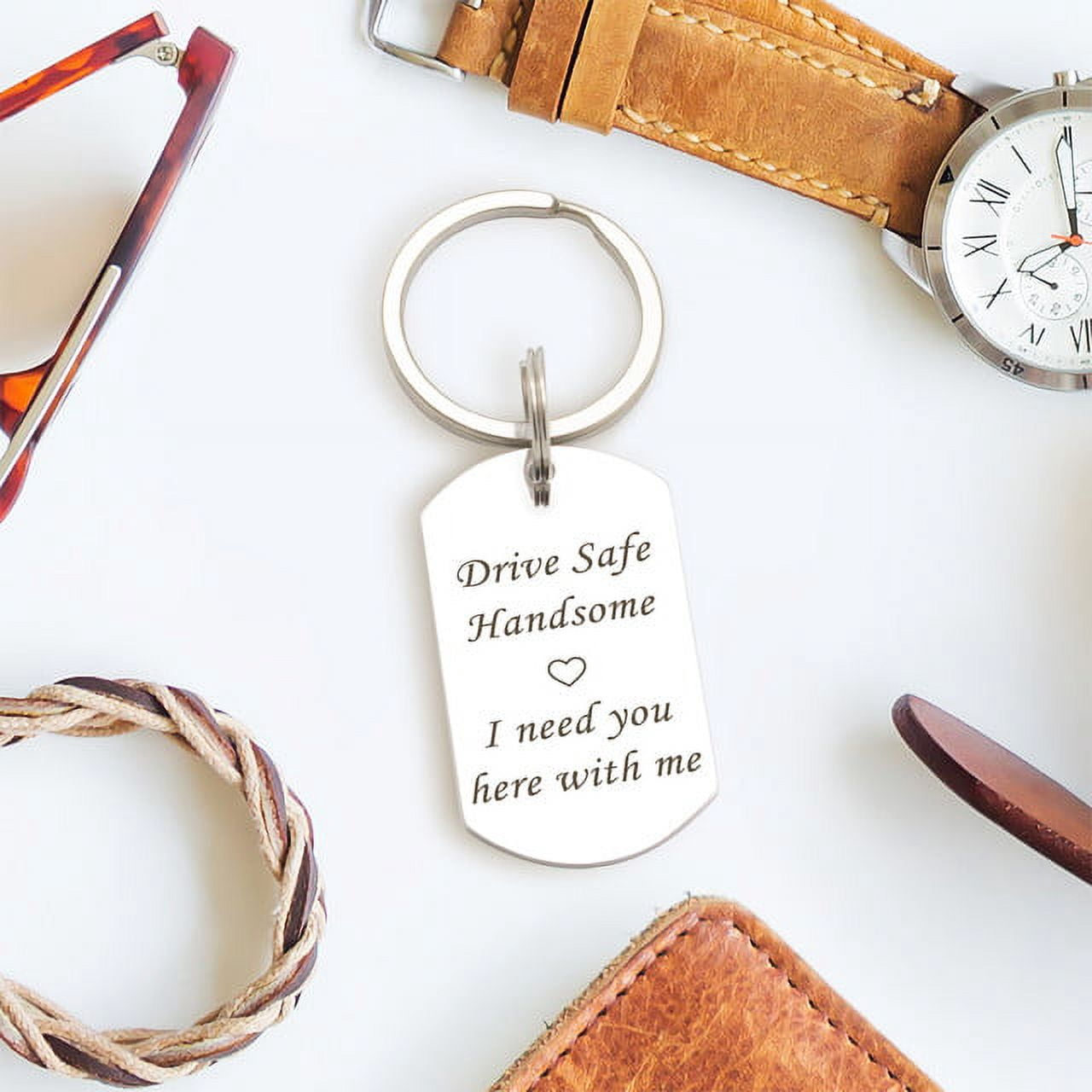 Personalized Fathers Day Gift - Dog Tag Keychain - Custom Keychain - Stainless Steel Mens Keychain Personalized - Fathers Day Gift For Dad