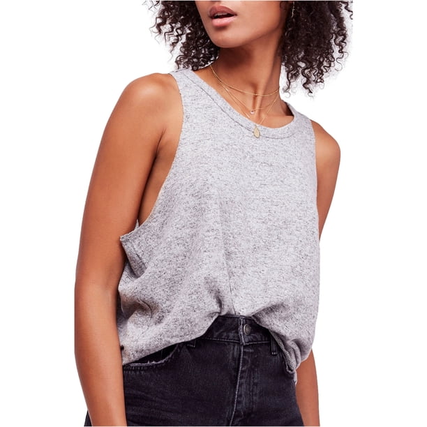 Free People - Camiseta sin mangas para mujer con coziest swing, gris, talla mediana Free People Camiseta sin mangas