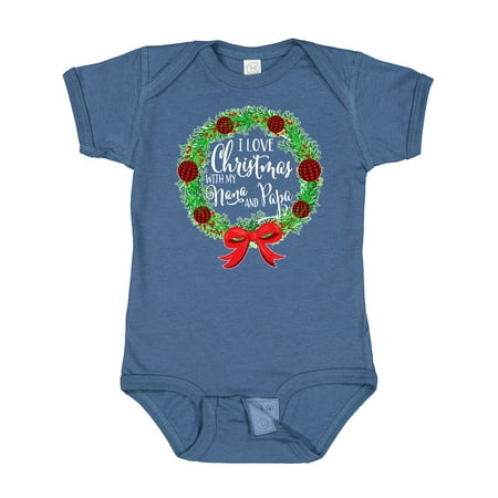 

Inktastic I Love Christmas with My Nana and Papa Wreath Gift Baby Boy or Baby Girl Bodysuit