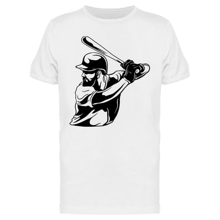 Hand Drawn. Baseball Player T-Shirt Men -Image by Shutterstock, Male 3X-Large