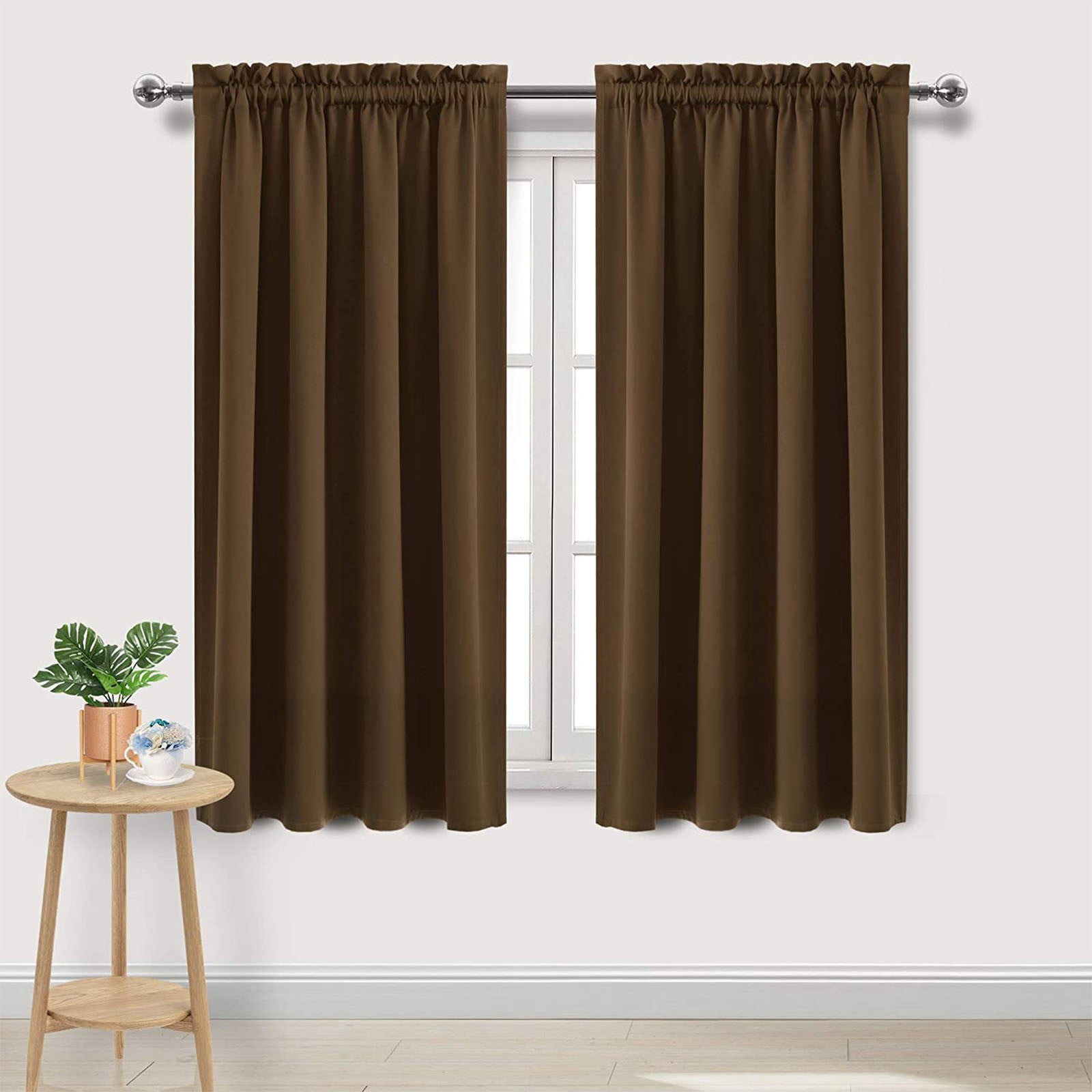 100% Blackout Curtains for Bedroom 84 Inches Long, Back Tab/Rod Pocket Living Room Drapes, Thermal Insulated Blackout Curtains 2 Panels Set, 38" W x 84" L, Brown